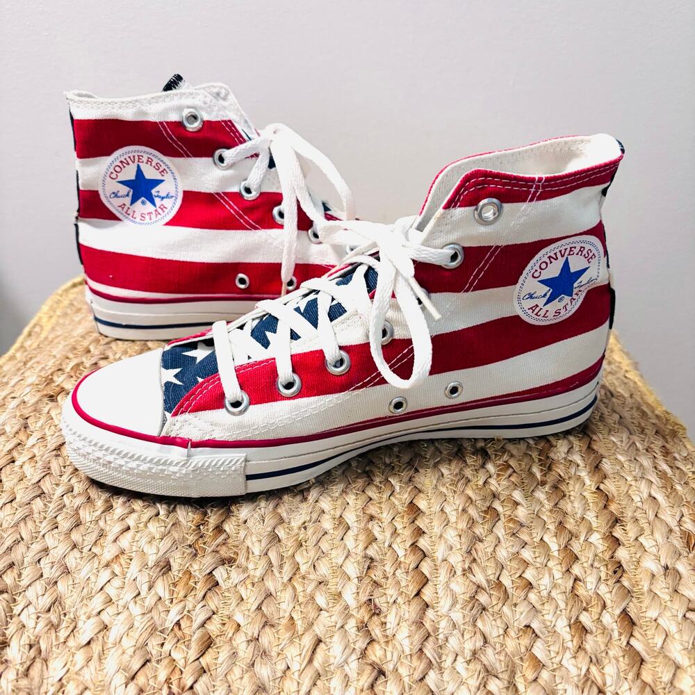 Vintage Converse Chuck Taylor All Star USA "Stars & Bars" High Tops sz 6M/ 8W - Picture 2 of 6